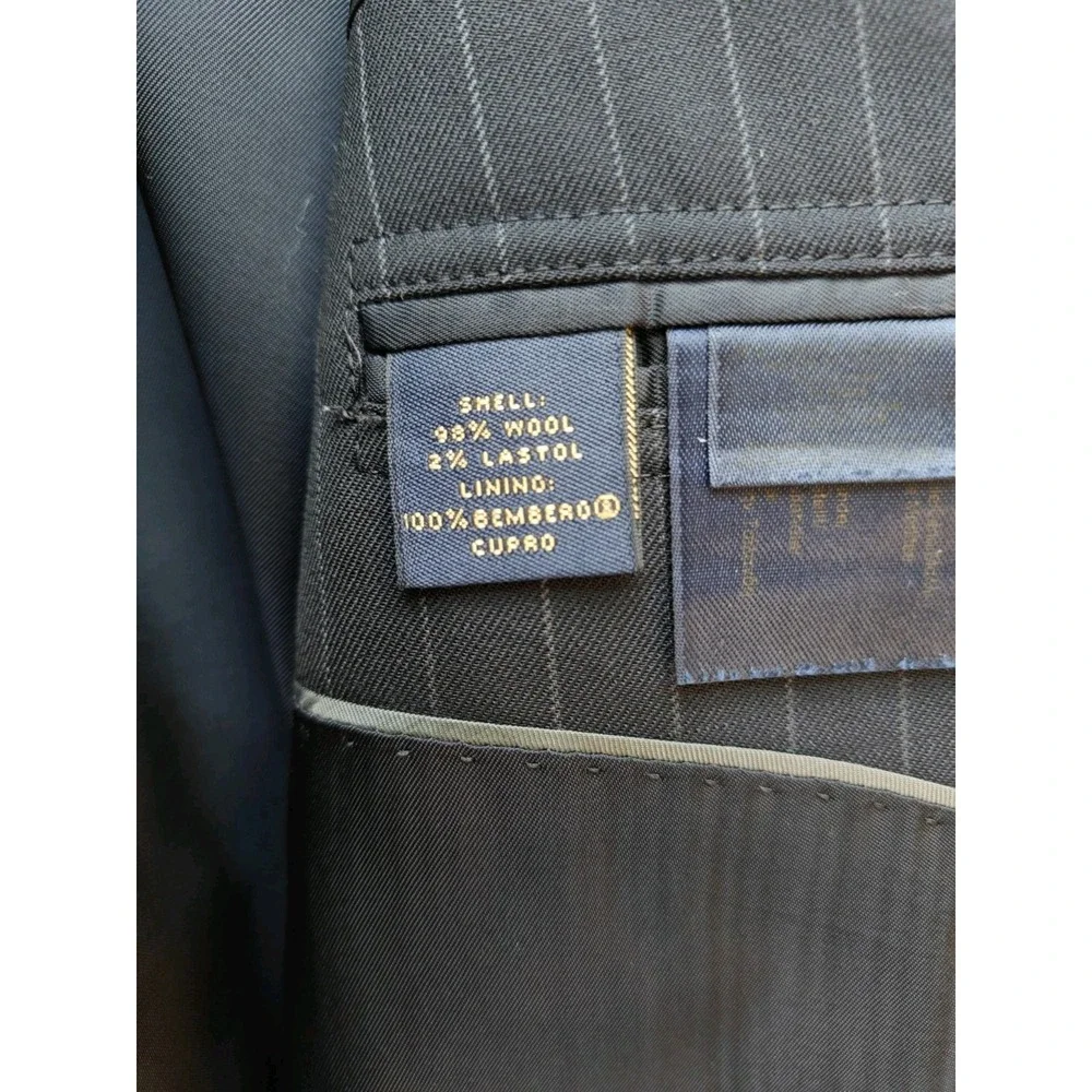 Brooks Brothers Mens Wool Sports Coat 40L Midnight Blue Pinstripe 2 Button T605